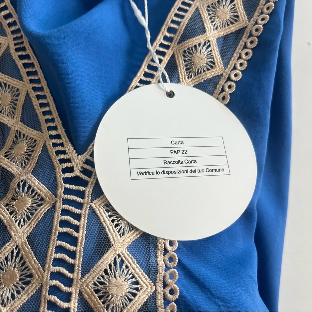 Blue Lace Trim Blouse - Picture 6 of 8